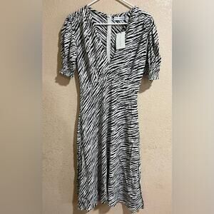 Faithfull the Brand Marie Louise Zebra Black White Stripe Midi Dress NEW 4